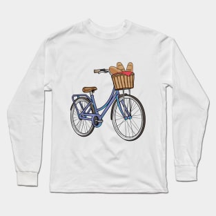 Women's bike with Basket & Bread Long Sleeve T-Shirt